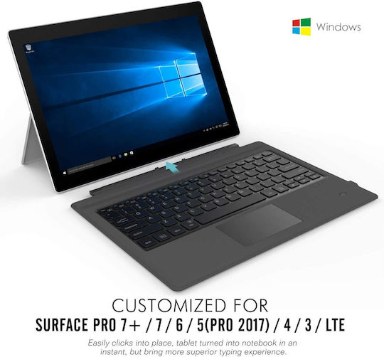Surface Pro 7 Plus 7 6 Fără fir Bluetooth Tastatură cu touchpad pentru Tabletă Engleză Internațională Gri