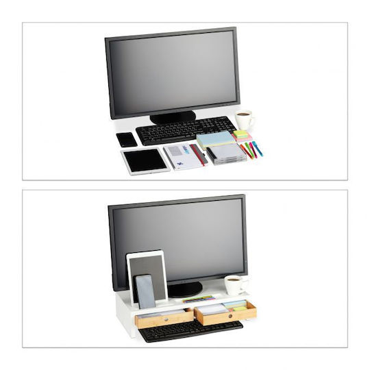 Relaxdays Schreibtisch Halterung Monitor Weiß