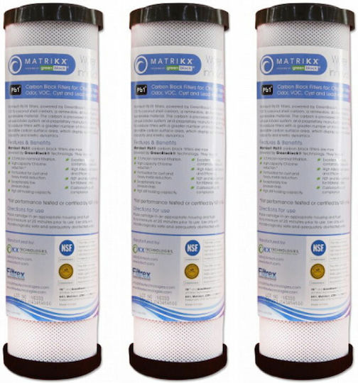 Matrikx Countertop and Under Sink Water Filter Replacement made of Activated Carbon 10" 0.5 μm 3pcs