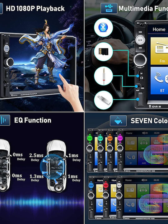 Podofo Car Radio Stereo 7-inch Touch Screen Bluetooth Audio Streaming 7023b Control Radio