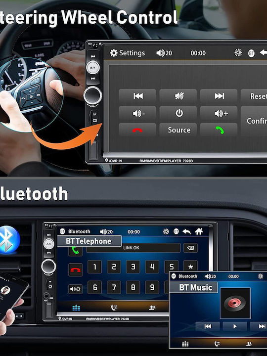Podofo Car Radio Stereo 7-inch Touch Screen Bluetooth Audio Streaming 7023b Control Radio