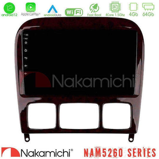 Nakamichi Auto-Audiosystem für Mercedes-Benz S-Klasse 1999-2004 (Bluetooth/USB/AUX/WiFi/GPS/Apple-Carplay/Android-Auto) mit Touchscreen 9"