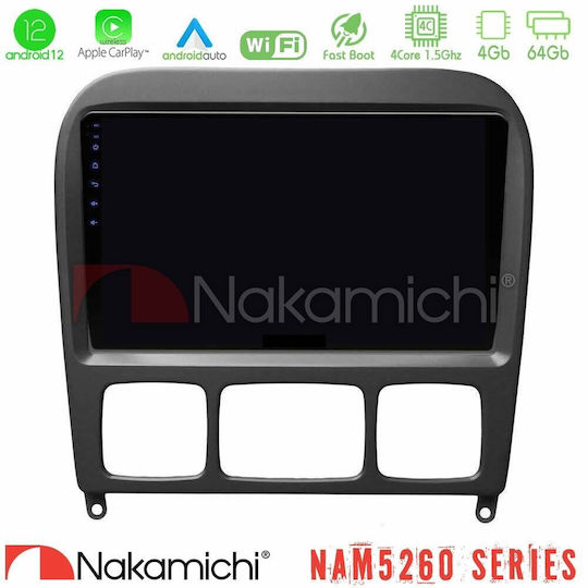 Nakamichi Auto-Audiosystem für Mercedes-Benz S-Klasse 1999-2004 (Bluetooth/USB/AUX/WiFi/GPS/Apple-Carplay/Android-Auto) mit Touchscreen 9"