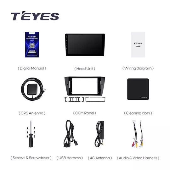 Teyes Ηχοσύστημα Αυτοκινήτου για BMW Σειρά 3 (E90) 2005-2013 (Bluetooth/USB/WiFi/GPS/Apple-Carplay/Android-Auto) με Οθόνη Αφής 9"