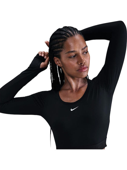 Bluze Damă Crop Mânecă Lungă Negru