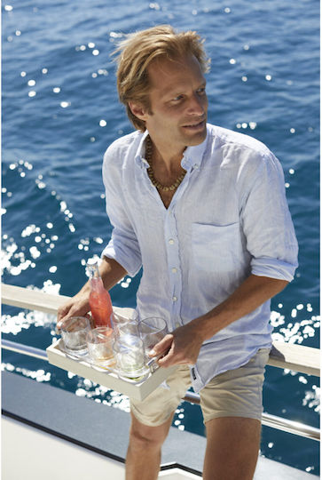 Marine Business Tray Glasses Beige Δίσκος Ποτηροθήκες