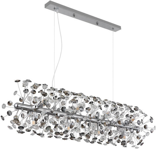 Globo Lighting Hanging Ceiling Light Transparent with Crystals for 12 G9 Bulbs 90x30x150cm