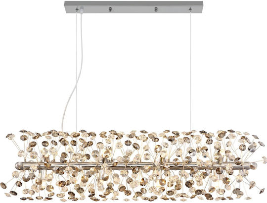 Globo Lighting Hanging Ceiling Light Transparent with Crystals for 12 G9 Bulbs 90x30x150cm