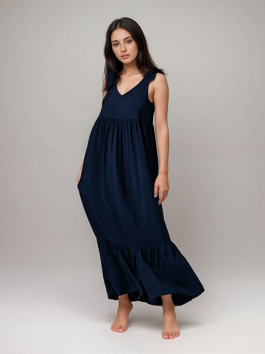 Summer Maxi Dress for Wedding and Christening Navy