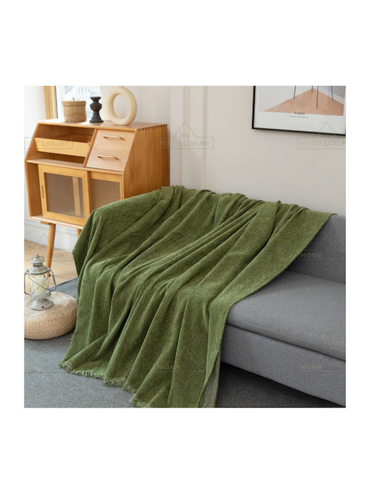 My Home Luxury Pommard Sofa Throw 2 Seater Jacquard 180x240cm Green C1