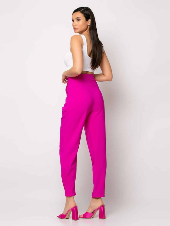 Dama Talie înaltă Tesatura Pantaloni Fuchsia
