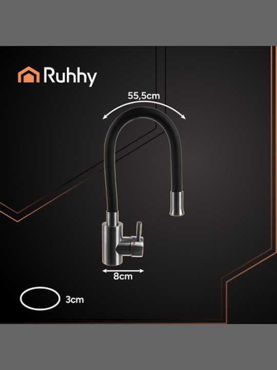 Ruhhy Counter Flexible Black Kitchen Faucet