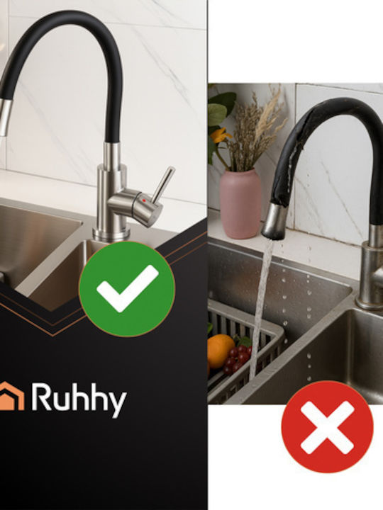 Ruhhy Counter Flexible Black Kitchen Faucet