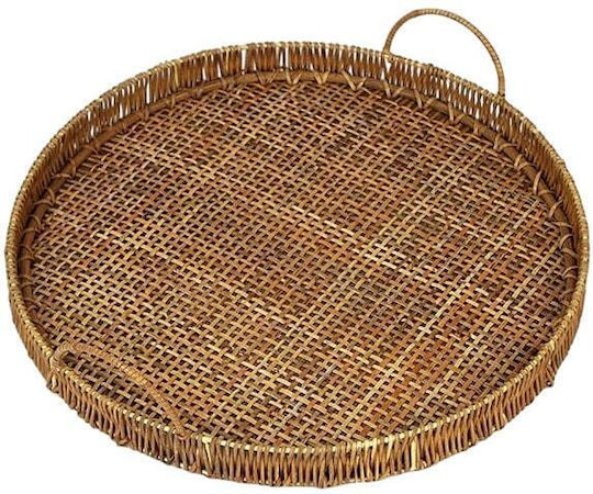 Polihome Rattan Round Decorative Tray Arma