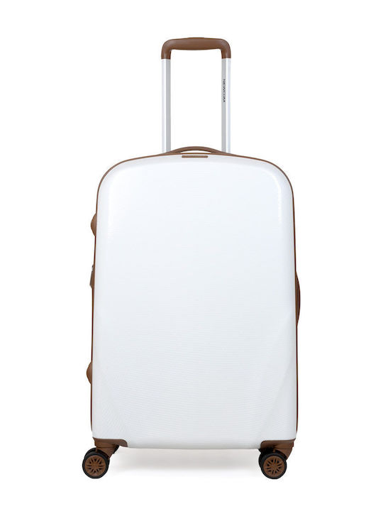 Newcom Hard White Suitcases Max Height 78cm With 4 Wheels Set 2pcs