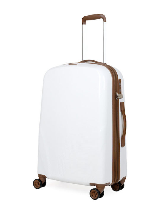 Newcom Hard White Suitcases Max Height 78cm With 4 Wheels Set 2pcs