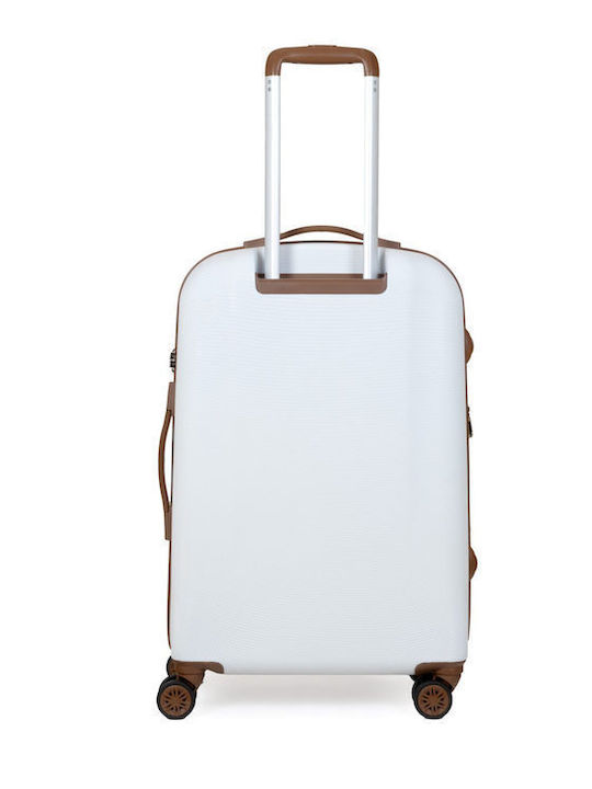 Newcom Hard White Suitcases Max Height 78cm With 4 Wheels Set 2pcs