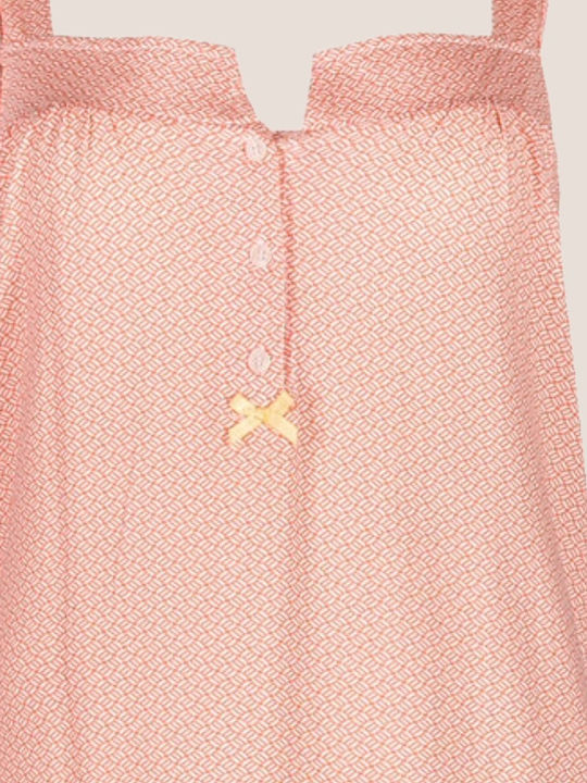 Pink Label Καλοκαιρινό Βαμβακερό Γυναικείο Νυχτικό Πορτοκαλί