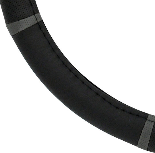 AMiO Car Steering Wheel Cover SWC-06 with Diameter 37-39cm made of Leatherette Black