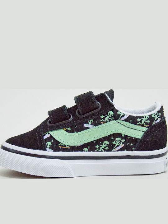 Old Skool V Kids Sneakers With Hoop & Loop Closure Black