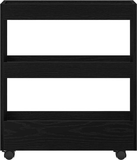vidaXL Boden Badezimmerregal Hölzernes 70x60x18cm Schwarz