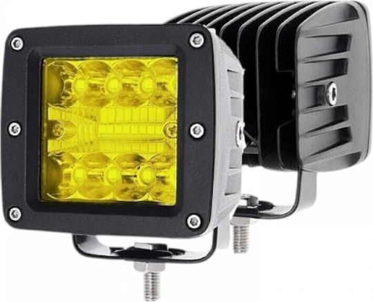 Raistar Square Car Headlight LED 12V 3W 8cm With Yellow Lighting 1 Piece