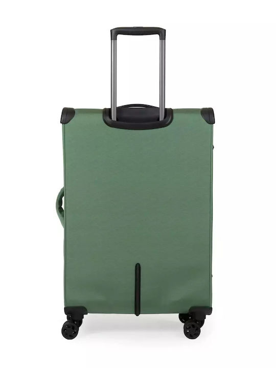 Newcom Fabric Green Suitcases With 4 Wheels