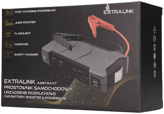 Extralink Max7 Tragbarer Batterie-Starter Auto & Motorrad 10000mAh mit Power Bank Taschenlampe USB 12V