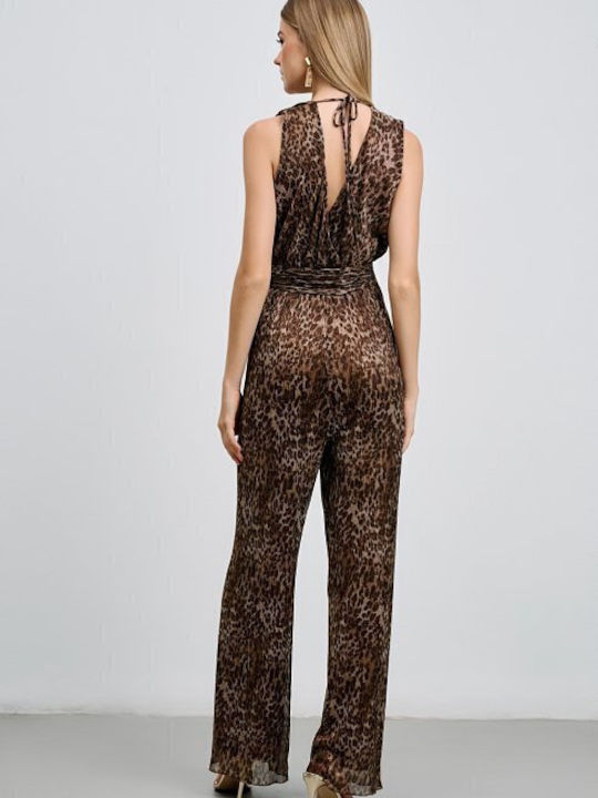 Women's Sleeveless One-piece Suit Leopard