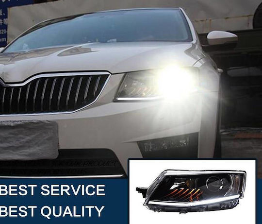 Μπροστινά Φανάρια Set Skoda Octavia Mk3 2014-2017 Drl Μαύρα Carner