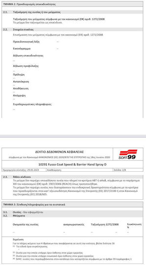 Soft99 Υγρό Προστασίας για Αμάξωμα Fusso Coat Speed & Barrier 500ml