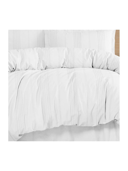 Clasy Home Set Husă de Pilotă Dublă cu 2 Fețe de Pernă 200x220 Alb