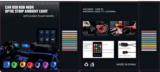 Fir Neon LED RGB Idealstore Conexiune USB Alimentare 5V Lungime 7m Include Ștecher de Conexiune Vine cu Telecomandă Ușor de Instalare