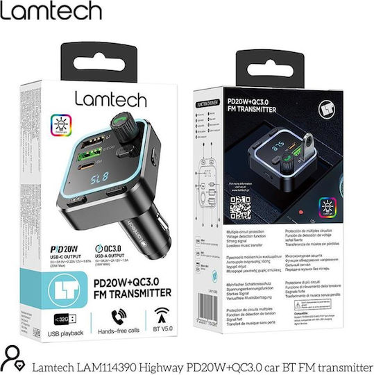 Lamtech FM Transmitter Αυτοκινήτου mit USB / Bluetooth