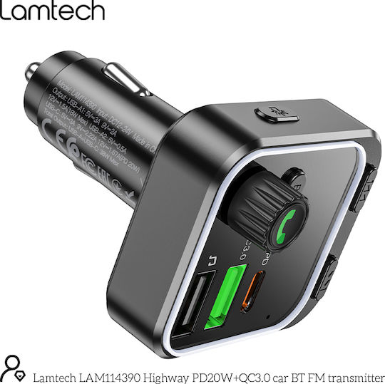 Lamtech FM Transmitter Αυτοκινήτου mit USB / Bluetooth