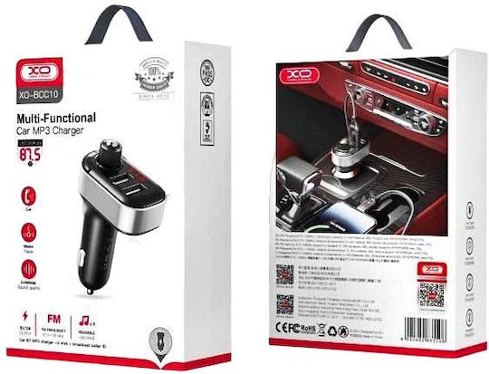 XO FM Transmitter Αυτοκινήτου BCC010 με Bluetooth / Type-C / USB
