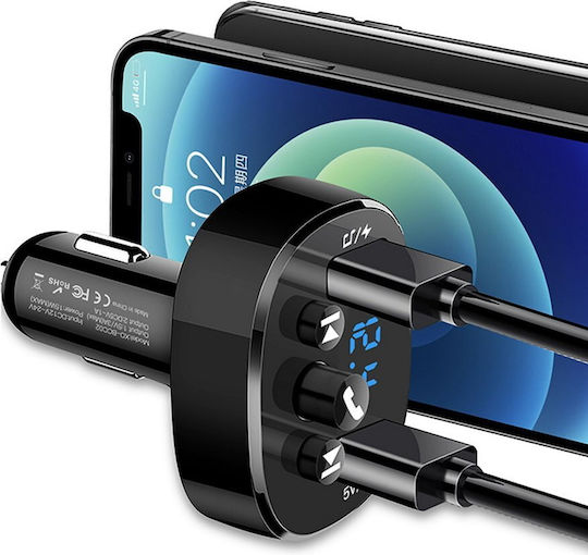 XO FM Transmitter Αυτοκινήτου XO-BCC02 με USB Car Charger Bluetooth+FM+USB Charging