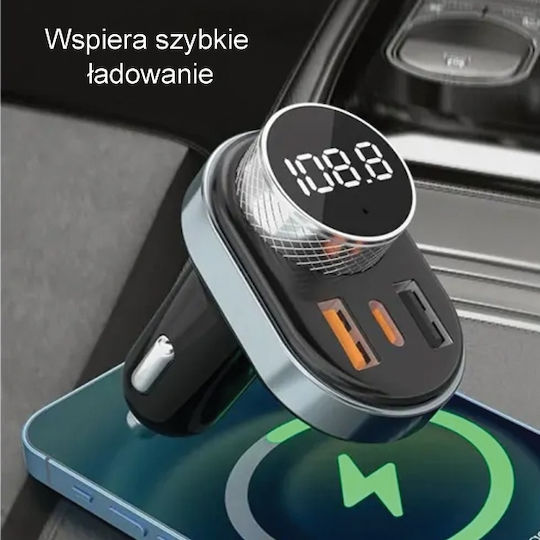 Awei FM Transmitter Αυτοκινήτου C-843 με Bluetooth / MicroSD / USB