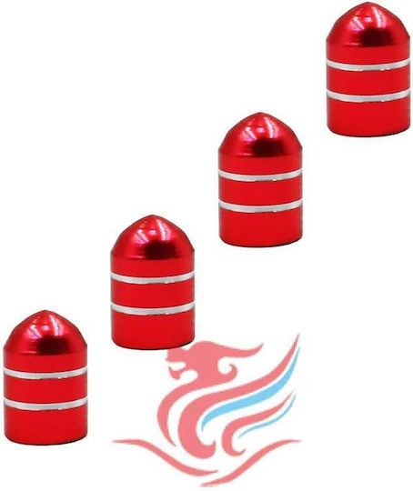 Car Valve Caps Red 4 Pieces