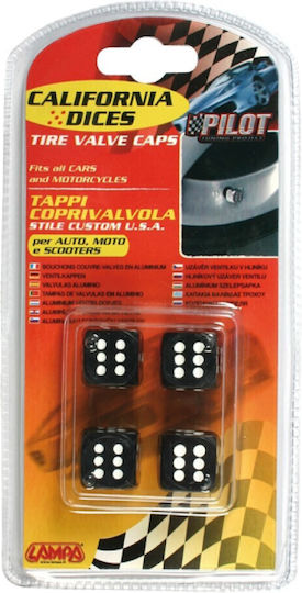 Lampa Car Tire Valve Caps Dice Dice Black 4pcs