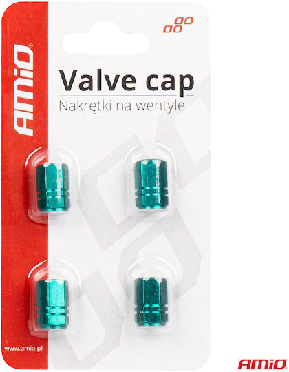 AMiO Car Tire Valve Caps Green 4pcs