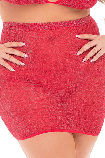 Pink Lipstick Lingerie Sexy Σετ Εσωρούχων με Διαφάνεια Κόκκινο Plus Size 2τμχ