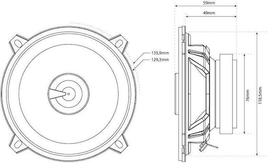 MTX Σετ Ηχεία Αυτοκινήτου Ομοαξονικά με 55W RMS (2 Δρόμων)