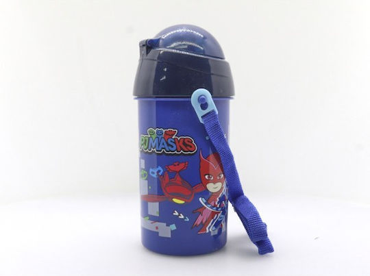 Diakakis Пластмасова Детска Бутилка За Вода PJ Masks със Сламка Светлосин 500ml
