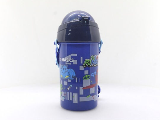 Diakakis Пластмасова Детска Бутилка За Вода PJ Masks със Сламка Светлосин 500ml
