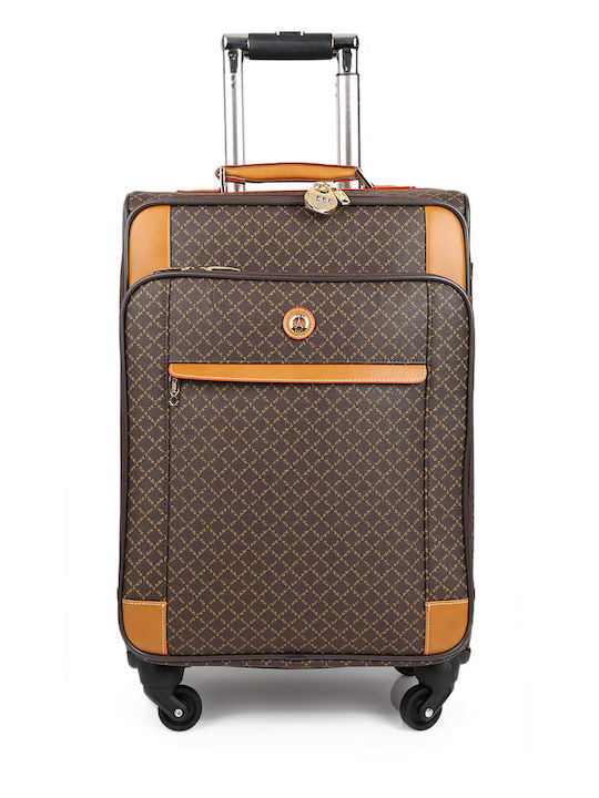 La tour Eiffel Mittlerer Stoff-Reisekoffer Braun mit 4 Rädern Höhe 59,5 cm