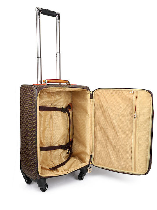 La tour Eiffel Mittlerer Stoff-Reisekoffer Braun mit 4 Rädern Höhe 59,5 cm