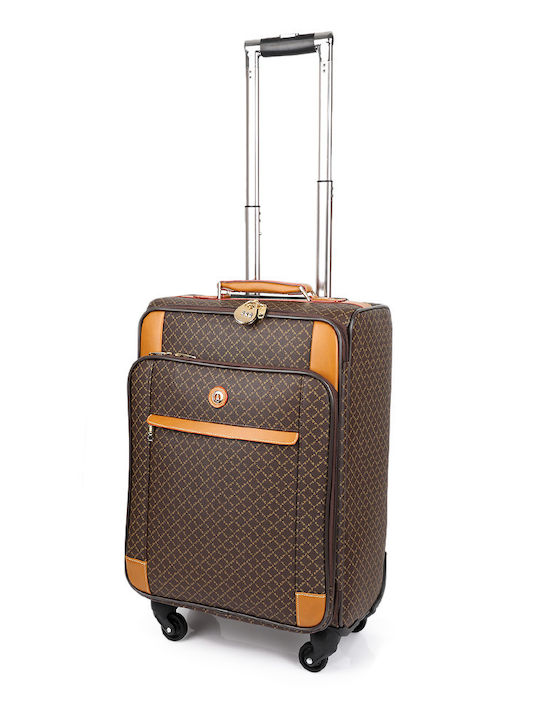 La tour Eiffel Mittlerer Stoff-Reisekoffer Braun mit 4 Rädern Höhe 59,5 cm