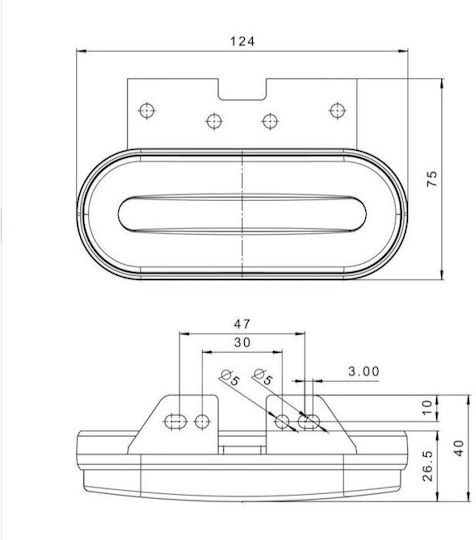 Lumină de marcaj Idealstore Dimensiuni 124x51 Led Galben Montaj 12-36v Formă dreptunghiulară Funcționare optimă între 40c 55c