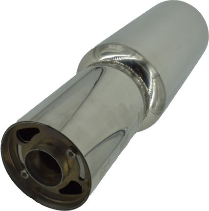 Idealstore Stainless Steel Sport Muffler Silencer Adjustable Sound Width 46 Cm Inlet 5 Cm Outlet 9 Cm